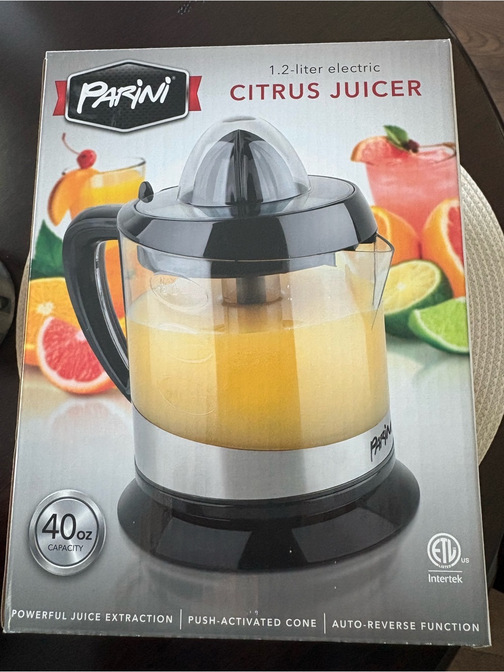 Parini Black Citrus Juicer - 1.2L Electric Juice Extractor NEW